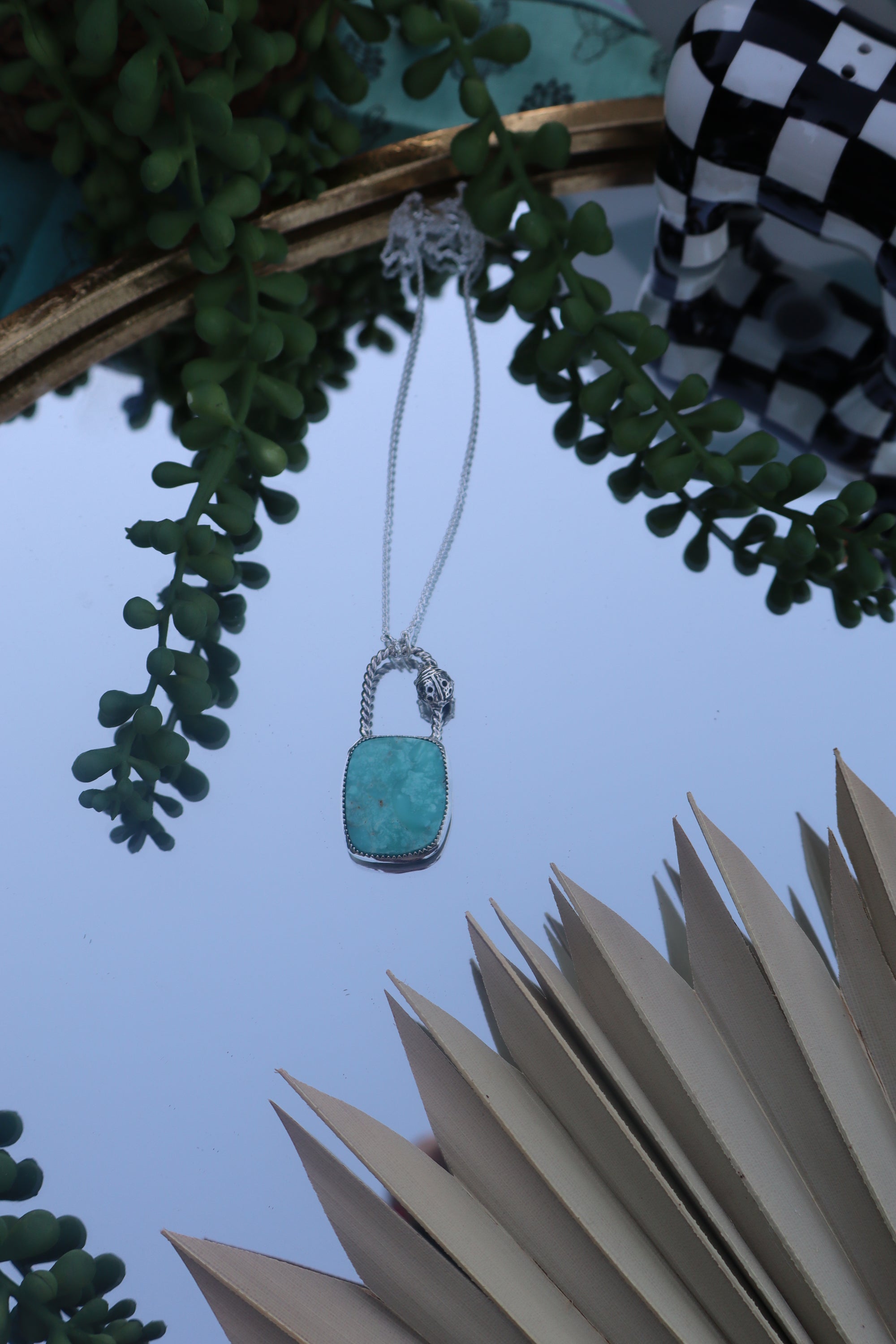 Turquoise Ladybug Lock Necklace